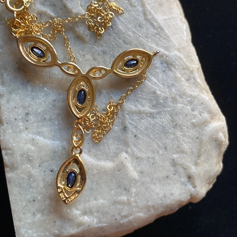 🆕18K Gold Over Sterling Silver 2.17ct Multi-Gem /Diamond Accent Necklace - Picture 9 of 12